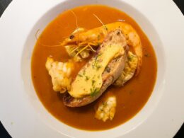 cooked food on brown ceramic plate